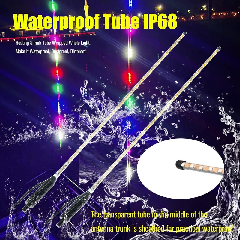 HAISECA 2Pcs 3.4FT RGB LED Whip Lights with 270° Auto Strobe for ATV UTV RZR Off-Road Truck Boat - Image 5