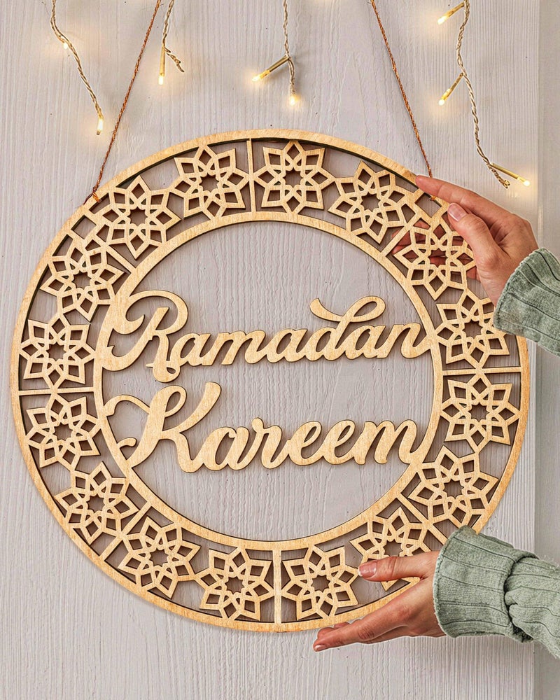 OLEEK ramadan door wreath (12in) ramadan mubarak sign - ramadan decorations for home 2026 - ramadan's wreath for front door - ramadan's sign - ramdan door decoration - ramadan decor - rmadan door sign - Image 1