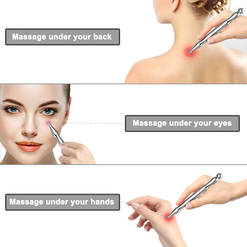 wellgler Acupuncture Pen, Facial Reflexology Tools Stainless Steel, Trigger Point Massager Tool, Deep Tissue Massage Tool - Image 4