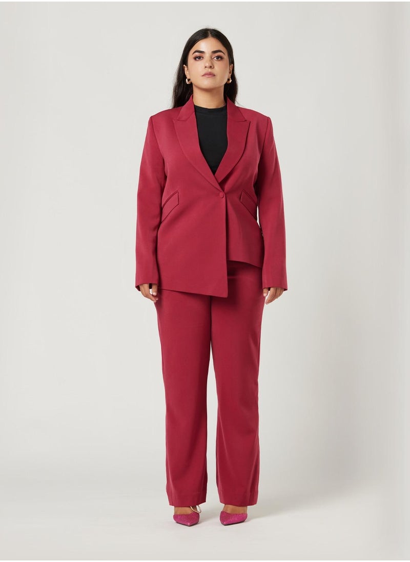 IZEL - Viva Magenta Two-piece Suit Set with pants - Image 1