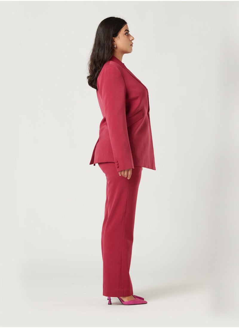 IZEL - Viva Magenta Two-piece Suit Set with pants - Image 1
