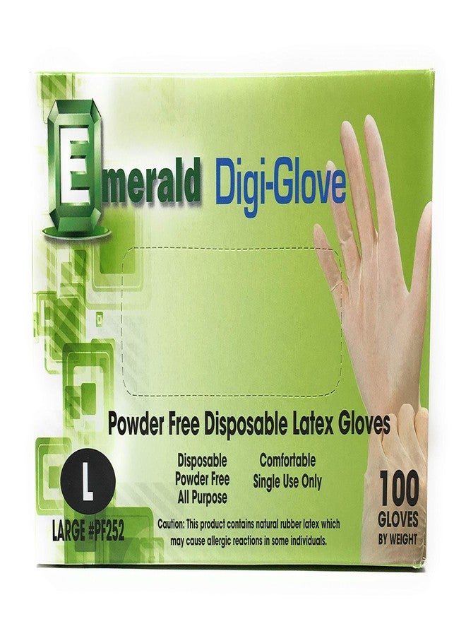 Emerald Digi-Gloves, Powder Free Disposable Latex Gloves (Large) - Image 1