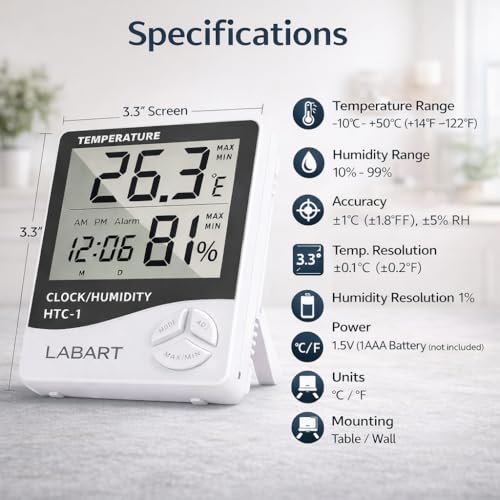 LABART ThermoPro TP50 Digital Hygrometer Indoor Thermometer Room Thermometer and Humidity Gauge with Temperature Monitor - Image 2