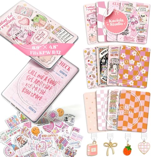Kaciola 12PCS Inserts Cardstock Paper for E-Reader, and 50PCS Scrapbook Stickers for Clear Case, 6.9"x4.8" Funny Theme E-Reader Back Cover Insert Decorating Accessories for Paper White 11th-12th - Image 1