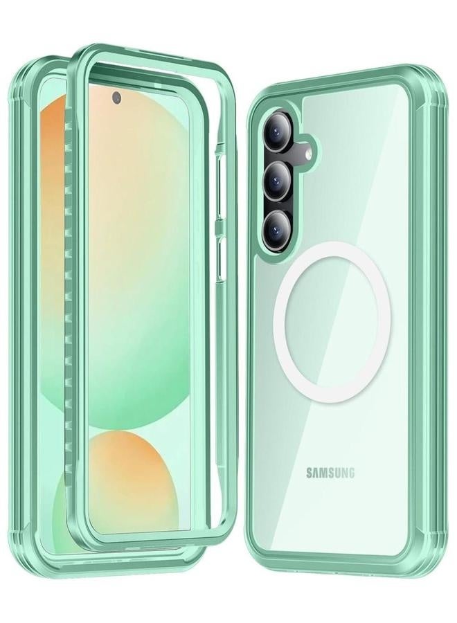 Compatible with Galaxy S24 FE 5G Case Built-in Screen Protector, Full Body Protect Support Mag-Safe Wireless Charging, Shockproof Rugged Clear Hard Back Cover  - Image 1