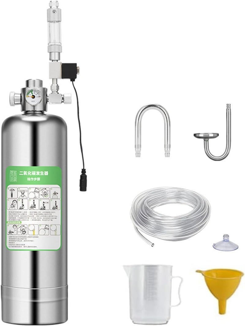 2L Aquarium CO2 Generator System Carbon Dioxide Reactor Kit with Regulator And Needle Valve For Aquatic Tank - Image 1
