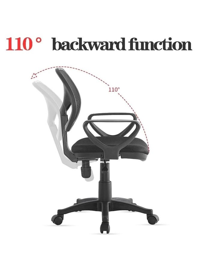 Office Computer Chair Seat with Lumbar Support Arms, Height Adjustable, 360° Swivel Ergonomic Mesh Chair, Computer Chair with Armrests, Black