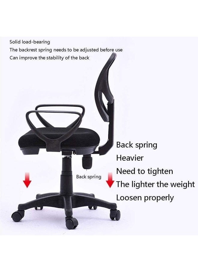 Office Computer Chair Seat with Lumbar Support Arms, Height Adjustable, 360° Swivel Ergonomic Mesh Chair, Computer Chair with Armrests, Black