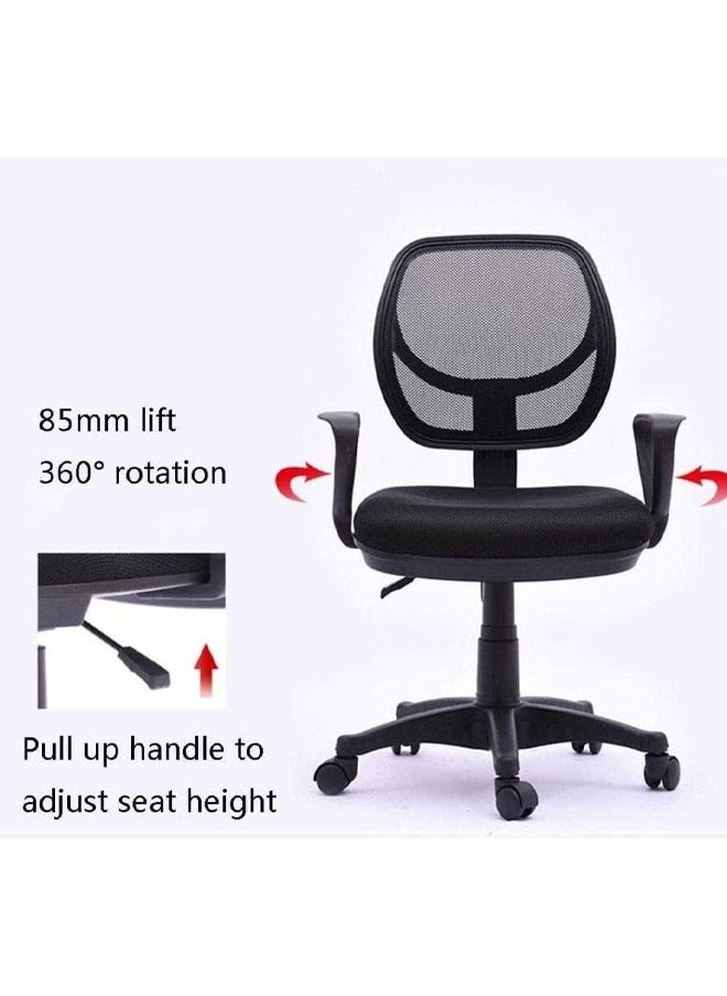 Office Computer Chair Seat with Lumbar Support Arms, Height Adjustable, 360° Swivel Ergonomic Mesh Chair, Computer Chair with Armrests, Black