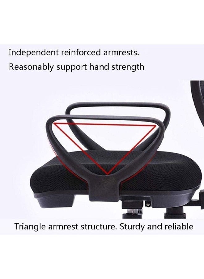 Office Computer Chair Seat with Lumbar Support Arms, Height Adjustable, 360° Swivel Ergonomic Mesh Chair, Computer Chair with Armrests, Black
