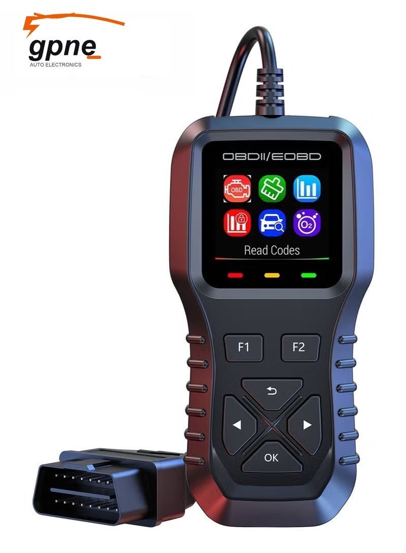 جبني قارئ أعطال السيارة OBD2، جهاز تشخيص مع شاشة ملونة، قراءة بيانات حية، تحليل أعطال المحرك، متعدد اللغات - متوافق مع كل مركبات OBDII و EOBD - Image 1