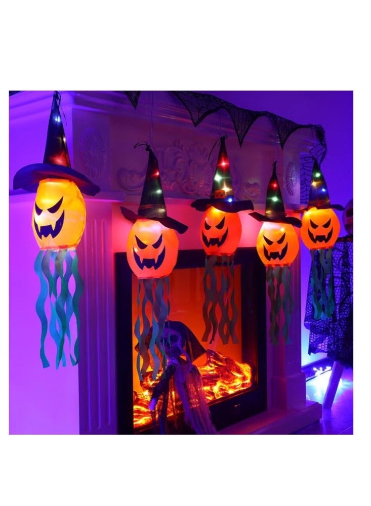 Halloween Decorations Pumpkin String Lights,Battery Operated String Lights,9.84Ft Outdoor Indoor Pumpkin Lights with Colorful Light for Halloween Party Decor,Scary Ghost Witch Hat Pumkin Lantern (A) - Image 1