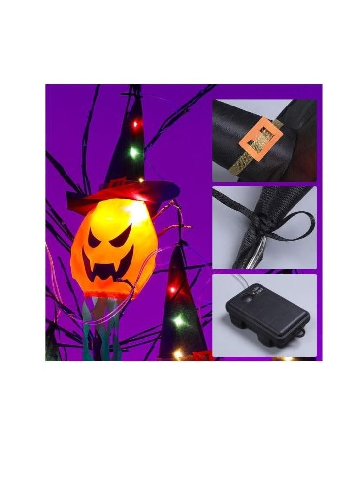 Halloween Decorations Pumpkin String Lights,Battery Operated String Lights,9.84Ft Outdoor Indoor Pumpkin Lights with Colorful Light for Halloween Party Decor,Scary Ghost Witch Hat Pumkin Lantern (A) - Image 2