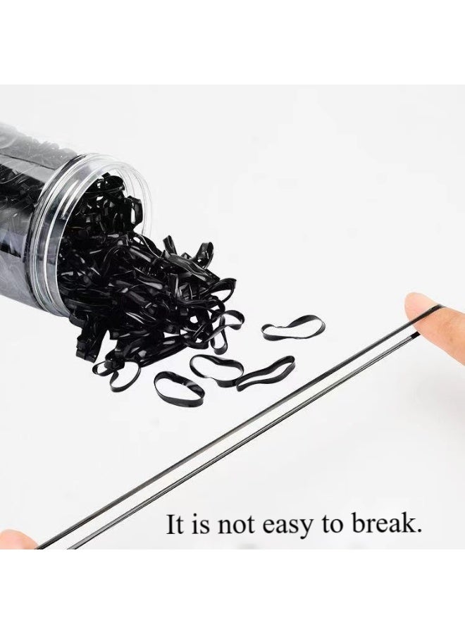 Oldzhan 1000 pieces/box of black disposable rubber bands for women's hair tie, high elasticity hair rope, no damage to hair loop, children's headband, braided hair - Image 2