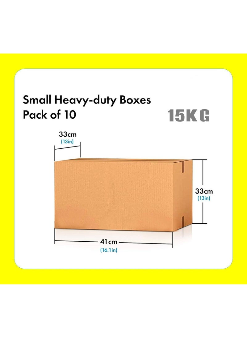 ECVV [10 Pack] Large Double Wall 100% Recyclable Corrugated Cardboard Moving Boxes with 15 KG Capacity, [41 x 33 x 33 cm] Brown Carton for Packaging, Shipping and Storage, 5 ply Brown - Image 2