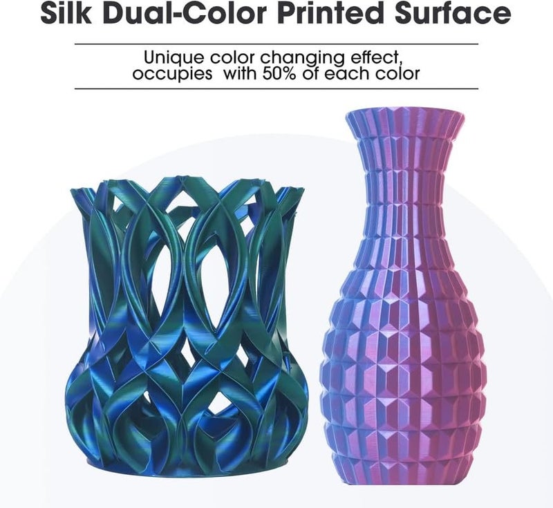 3idea e-Sun Silk Magic PLA Filament 1.75mm, Silky Two-Tone 3D Printer Filament PLA, Size Accuracy +/-0.05mm, 1KG Spool (2.2 LBS) 3D Printing Filament for 3D Printers, Silk Gold Silver - Image 2