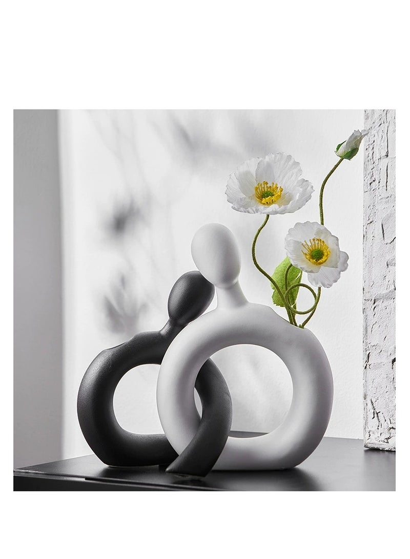 Y&D Ceramic Vase 2-Piece Set for Modern Home Decor, Pampas Flowers Vase, Boho Style, for Living Room, Office Bedroom, Wedding Holiday Table Decoration Gifts - Image 1