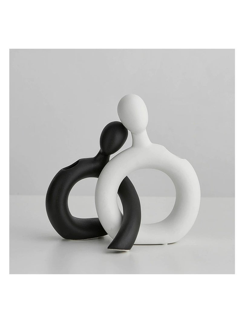 Y&D Ceramic Vase 2-Piece Set for Modern Home Decor, Pampas Flowers Vase, Boho Style, for Living Room, Office Bedroom, Wedding Holiday Table Decoration Gifts - Image 3