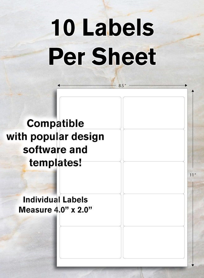 Blank Labels Address Shipping Labels, 2" x 4" Permanent White Matte Label, Inkjet and Laser Printer Guaranteed Made in USA, 10 Labels Per Sheet- 10 Sheets - 100 Labels - Image 2