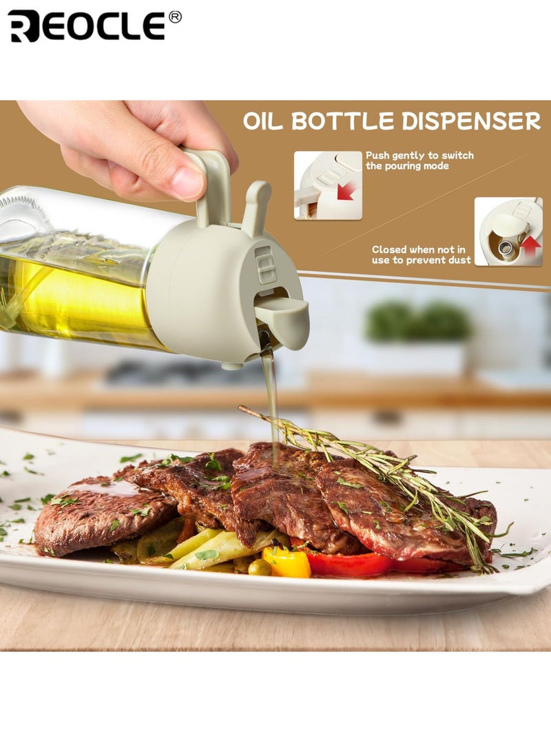 REOCLE Portable 2-in-1 Oil Sprayer and Dispenser 470ML Kitchen Oil Mister Bottle for Cooking Air Fryer BBQ Baking and Salad Preparation - Image 4