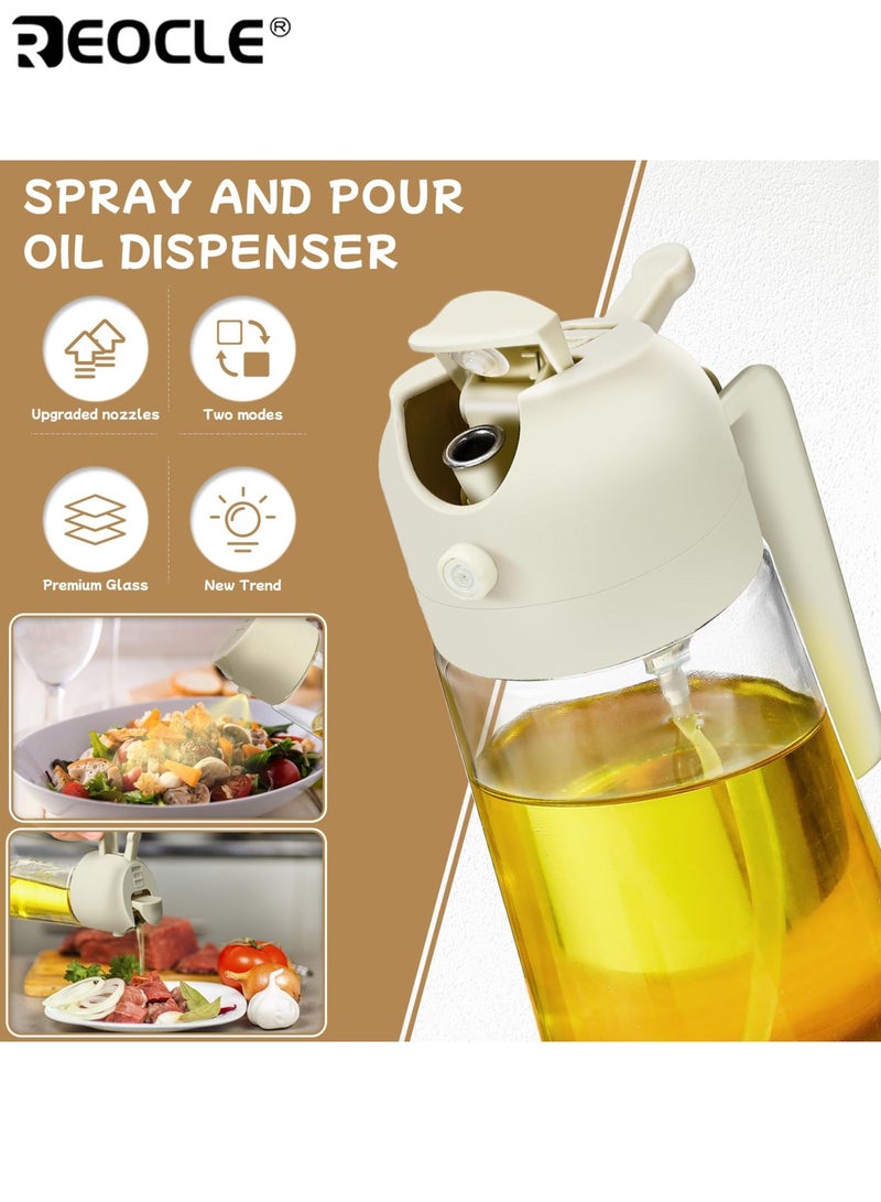 REOCLE Portable 2-in-1 Oil Sprayer and Dispenser 470ML Kitchen Oil Mister Bottle for Cooking Air Fryer BBQ Baking and Salad Preparation - Image 2