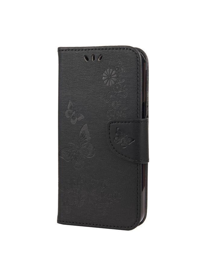 اس-توب جراب لهاتف iPhone 13، جراب جلدي أفقي قابل للطي بنقشة زهور وفراشات عتيقة مع فتحة بطاقة وحامل ومحفظة وحبل - Image 2