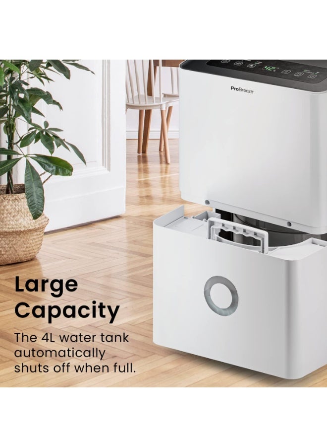 Pro Breeze 30L/Day Dehumidifier - Smart Compressor Dehumidifier with App, Wi-Fi, Continuous Drainage, 4L Water Tank, 24h Timer & Child Lock- Mould Remover & Moisture Absorber for Home & Bathroom  - Image 2