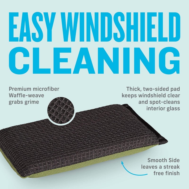 E-Cloth Windshield Haze Eraser - Interior Windshield & Car Window Cleaner Tool, Keeps Mirrors Clean, Spot Washes Inside Glass, Car Cleaning Supplies, Microfiber Sponge, Streak Free Finish - 2 Pack - Image 2