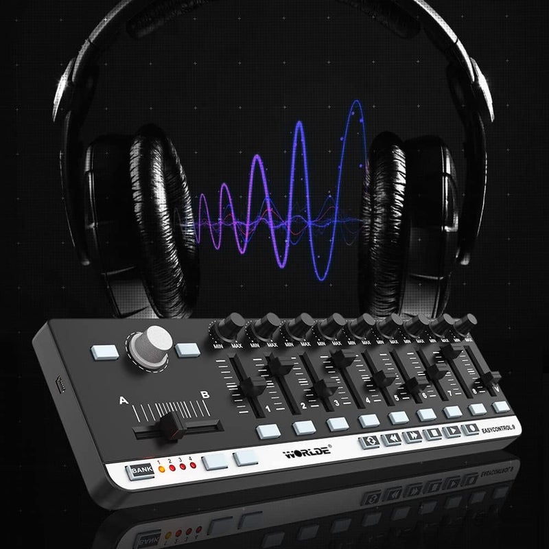 Btuty جهاز تحكم MIDI محمول صغير من نوع Portable Mini USB 9 Slim-Line Control Keyboard Controller - Image 3