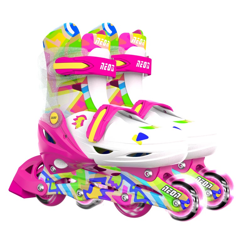 Neon Combo Skates Pink Yellow Size 3-6 EU 34-37 with Adjustable Fit, Supportive Boot Design and Smooth Rolling Performance | NC51P4