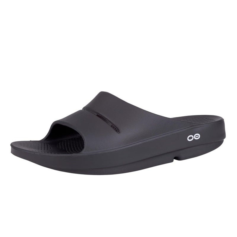 OOFOS OOahh Recovery Slide, Black - Womenâ€™s Size 15, Menâ€™s Size 13 - Image 1