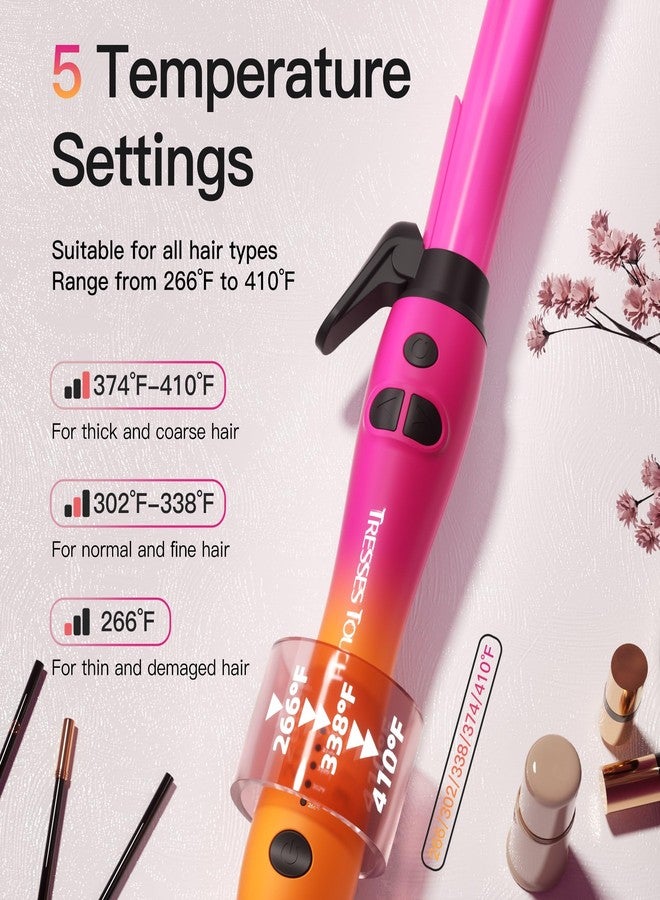 Tresses Touch Extra-Long Barrel Rotating Curling Iron with Short Clamp, Automatic Curling Iron 1 Inch Creates Loose Curls – for Medium and Long Hair, High Heat 410°F, Instant Heat up, Double Ceramic, Dual Voltage - Image 5