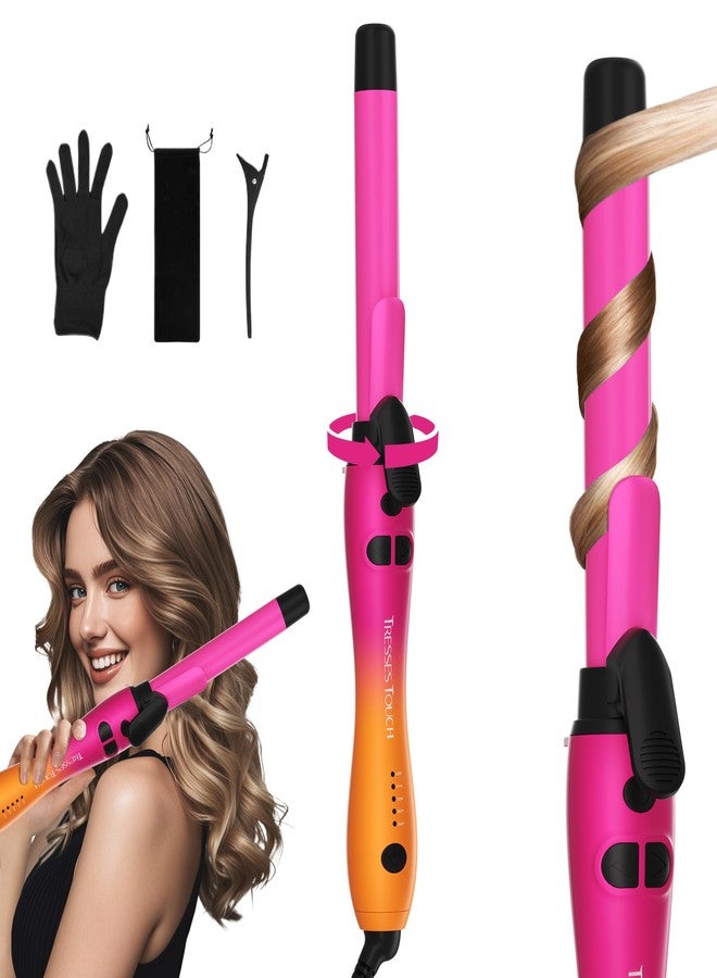 Tresses Touch Extra-Long Barrel Rotating Curling Iron with Short Clamp, Automatic Curling Iron 1 Inch Creates Loose Curls – for Medium and Long Hair, High Heat 410°F, Instant Heat up, Double Ceramic, Dual Voltage - Image 1