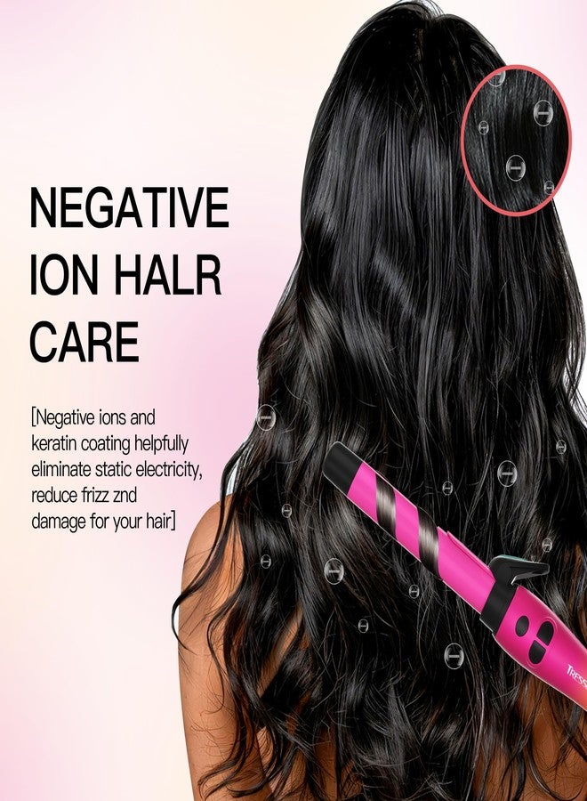 Tresses Touch Extra-Long Barrel Rotating Curling Iron with Short Clamp, Automatic Curling Iron 1 Inch Creates Loose Curls – for Medium and Long Hair, High Heat 410°F, Instant Heat up, Double Ceramic, Dual Voltage - Image 3
