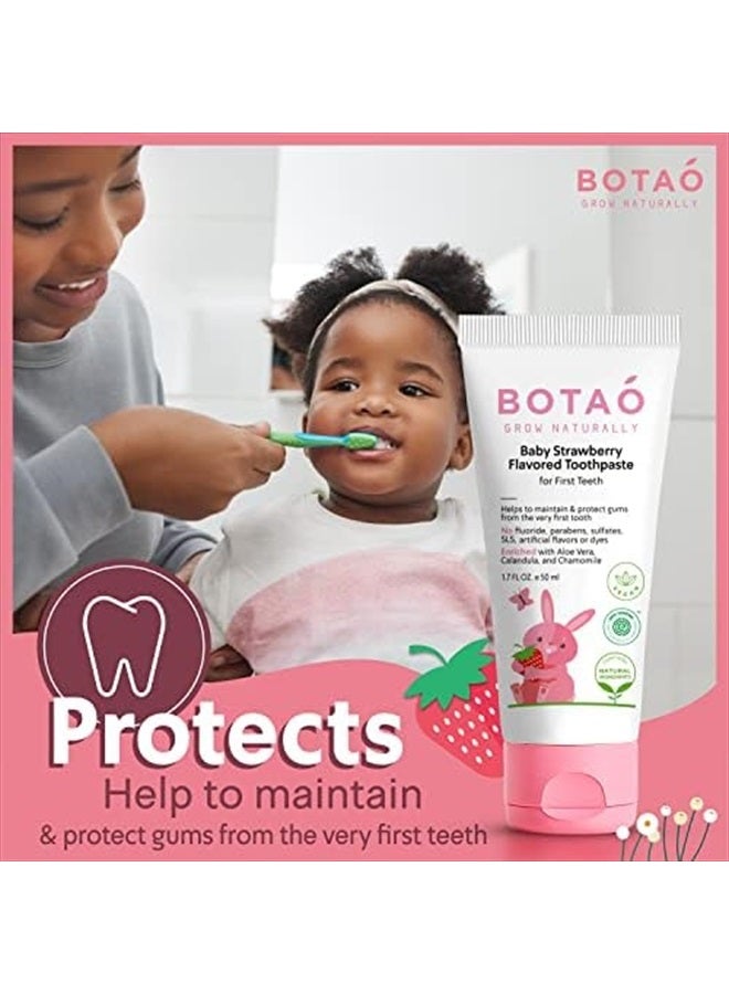 BOTAO Fluoride Free Baby Toothpaste | Natural Toddler Toothpaste | Strawberry Flavored - Training Toothpaste for Toddlers | EWG Verified, Vegan, SLS Free, Safe to Swallow, Aloe Vera (2Pack)  - Image 4