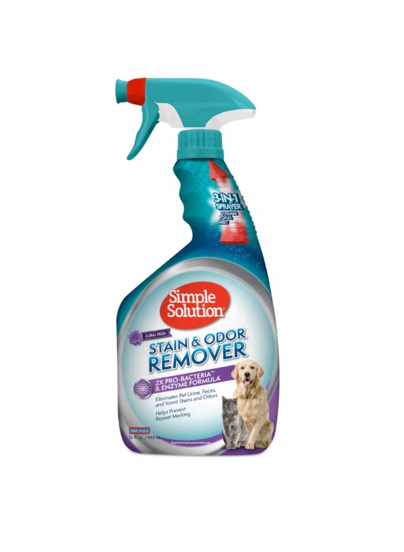 Simple Solution - Pet Stain & Odor Remover, Floral Fresh Scent 32 Oz