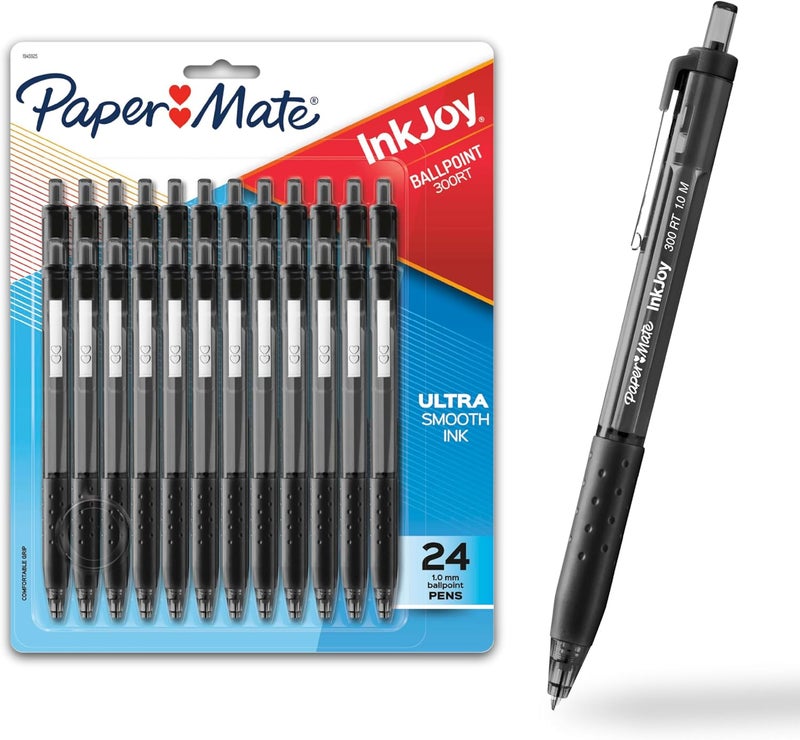 Papermate InkJoy 300RT Retractable Ballpoint Pens, Medium Point (1.0mm), Black, 24 Count - Image 1