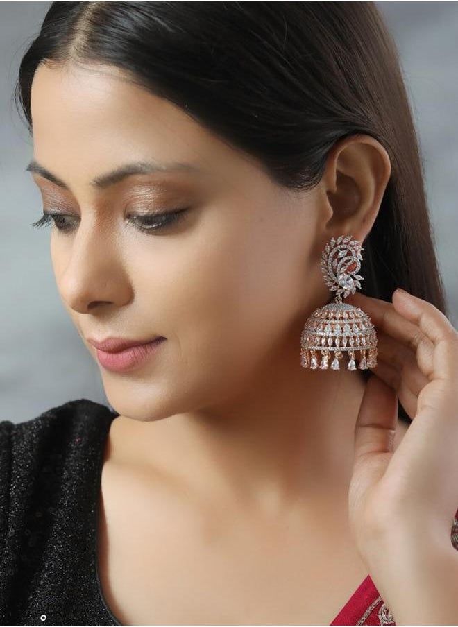 Priyaasi Elegant Women Brass Earrings with pattern and secured with Post and Back closure and styled in ideal for Ethnic moments — exude elegance in every glance.  - Image 4