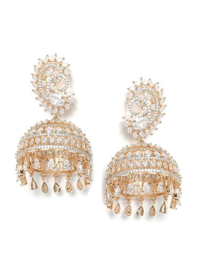 Priyaasi Elegant Women Brass Earrings with pattern and secured with Post and Back closure and styled in ideal for Ethnic moments — exude elegance in every glance.  - Image 2
