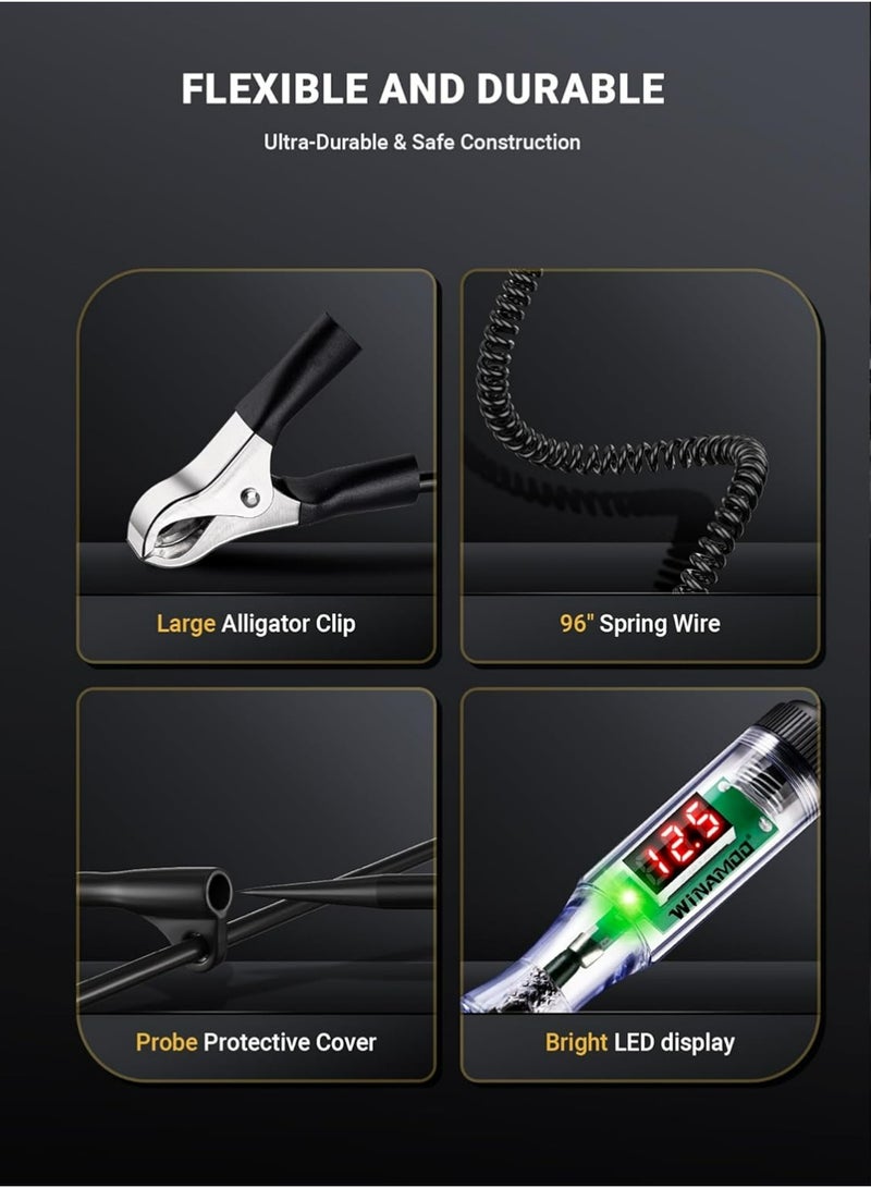 YOUGE Automotive Test Light with 3-48V LED Digital Voltage Display, Auto Circuit Tester with Voltmeter & Dual Color Polarity Indicate, Electric Test Pen w/Stainless Probe for Car/Truck/SUV Checker - Image 4