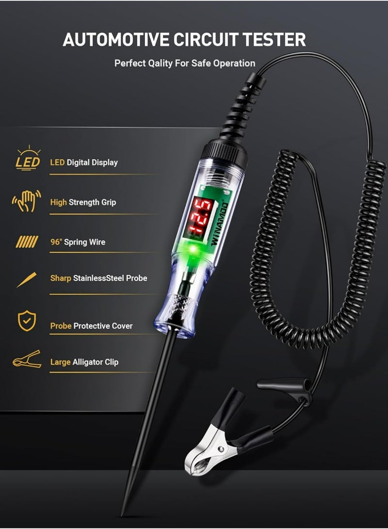 YOUGE Automotive Test Light with 3-48V LED Digital Voltage Display, Auto Circuit Tester with Voltmeter & Dual Color Polarity Indicate, Electric Test Pen w/Stainless Probe for Car/Truck/SUV Checker - Image 2