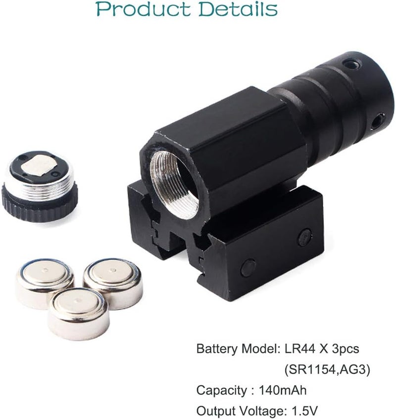 MOSANDON Compact Tactical Red/Green Beam Laser Sight,Laser Dot Sight Scope for Rifles Pistols Handguns fits Standard 20mm/11mm Picatinny Rail Mount - Image 5