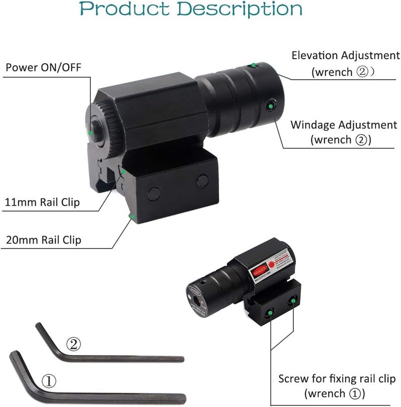 MOSANDON Compact Tactical Red/Green Beam Laser Sight,Laser Dot Sight Scope for Rifles Pistols Handguns fits Standard 20mm/11mm Picatinny Rail Mount - Image 2