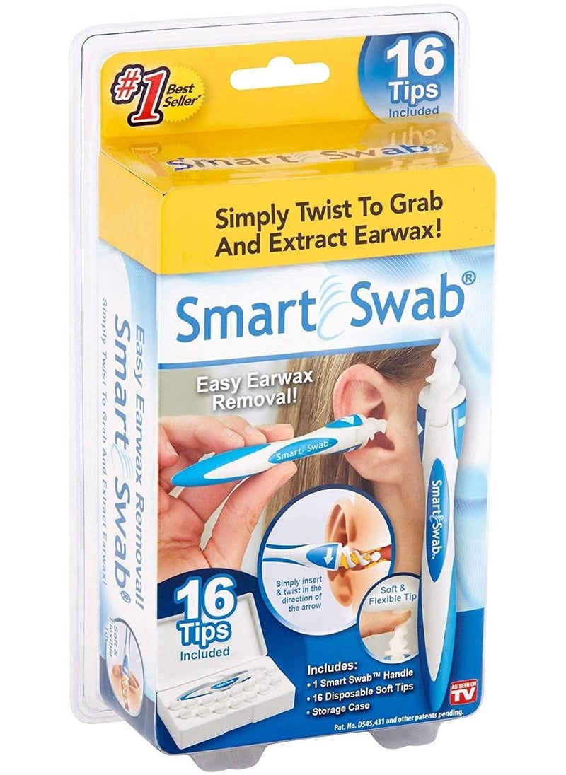 Smart Swab - 16 Tips Smart Swab Spiral Ear Swab Wax Cleaner Removal Soft Safety Intelligent Multifunctional Easy Scoop Ear Cleaning Device - Image 1