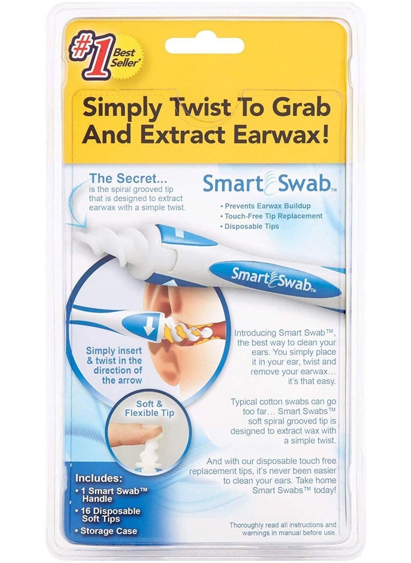 Smart Swab - 16 Tips Smart Swab Spiral Ear Swab Wax Cleaner Removal Soft Safety Intelligent Multifunctional Easy Scoop Ear Cleaning Device - Image 1