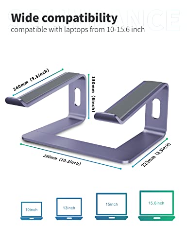 SOUNDANCE Laptop Stand, Aluminum Computer Riser, Ergonomic Laptops Elevator for Desk, Metal Holder Compatible with 10 to 15.6 Inches Notebook Computer, Purple - Image 2