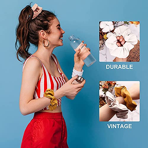 FAMEZA 6Pcs Scrunchies for Women, Leather Hair Scrunchies Solid Colors Hair Ties for Women Girls Non-Slip and Seamless Hair Bands for Thick and Curly Hair, No Hurt Your Hair - Image 4