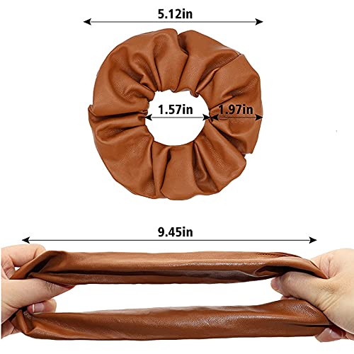 FAMEZA 6Pcs Scrunchies for Women, Leather Hair Scrunchies Solid Colors Hair Ties for Women Girls Non-Slip and Seamless Hair Bands for Thick and Curly Hair, No Hurt Your Hair - Image 3