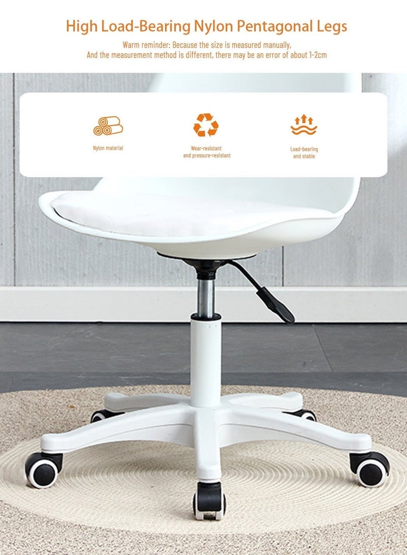 Sinyin Set of 5 White Office Chairs with Padded Cushion Seat and Wheels, Adjustable Swivel Desk Chair, Modern Home Office Chair for Study Room, Vanity, Bedroom and Workspace - Image 4