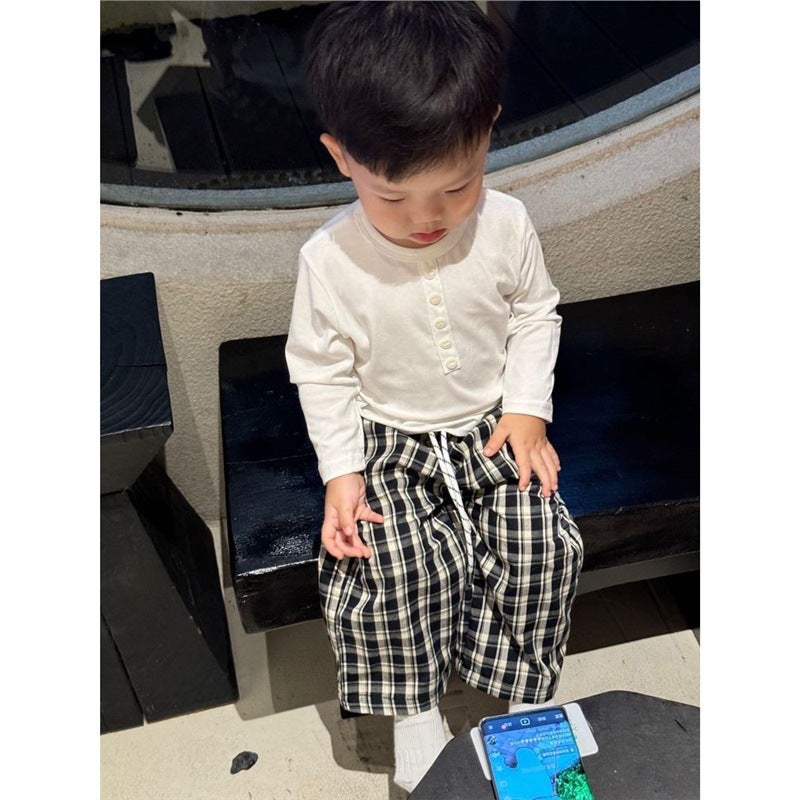Children'S Clothing Autumn Clothes Boys Long-Sleeved T-Shirt Style Western Style Boys And Girls Solid Color Inner Base Shirt Children'S Clothes - Image 2